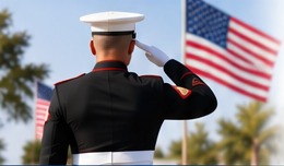Marine saluting the American flag